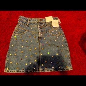 Women’s Rhinestone Jean Skirt Sandro Size US 4/6